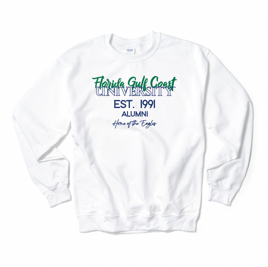 Florida Gulf Coast Alumni White Crewneck